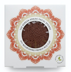 Gąbka Konjac Mandala do twarzy z czerwoną glinką do cery suchej, dojrzałej i naczynkowej