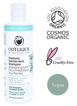 Odylique organiczny delikatny szampon ziołowy z prebiotykami do wrażliwej skóry głowy bezzapachowy, 200 ml